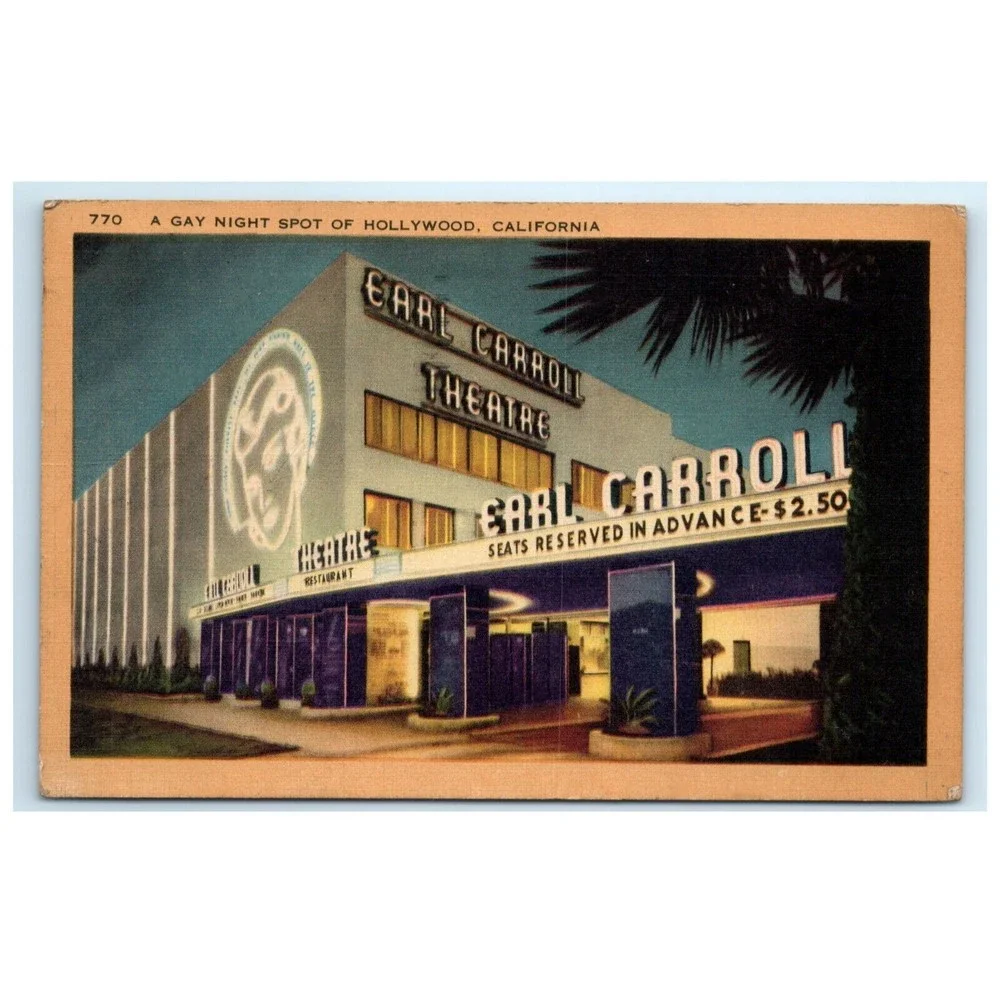 Vintage Postcard Los Angeles Hollywood California Earl Carroll Theater Posted
